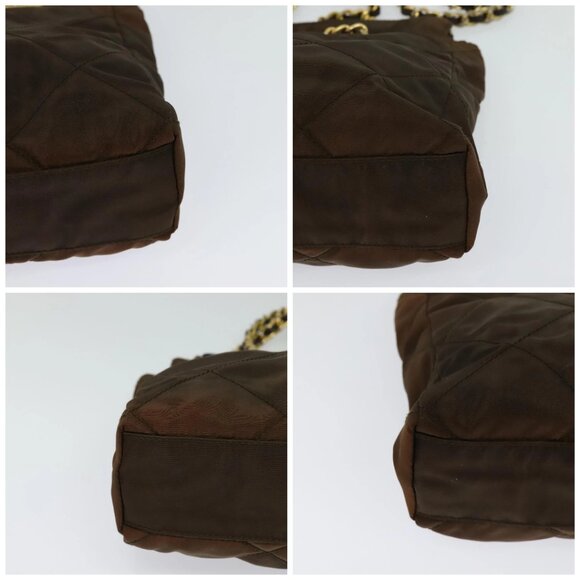 PRADA Chain Shoulder Bag Nylon Brown Gold Auth - Picture 15 of 15